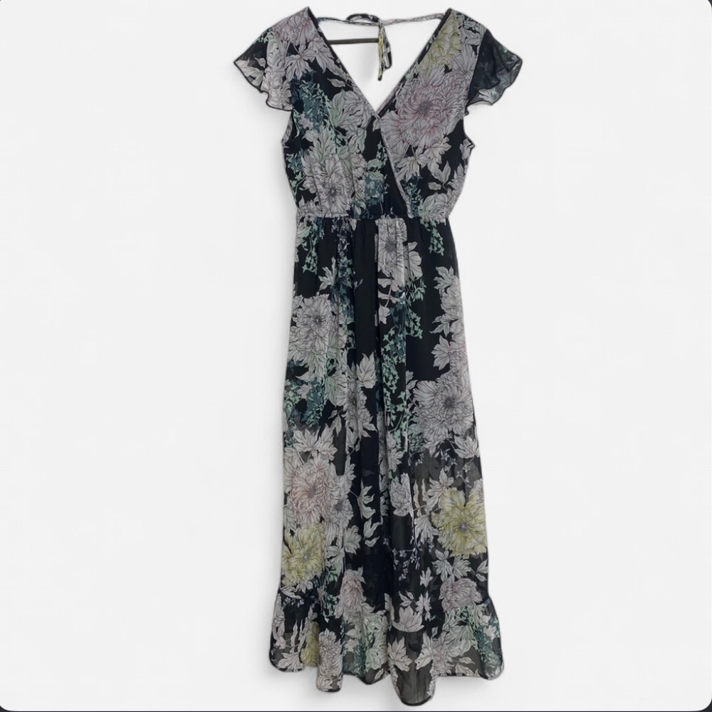 Band of Gypsies Floral Maxi Dress Medium Boho Whimsigoth Flowy Romantic - Picture 4 of 9